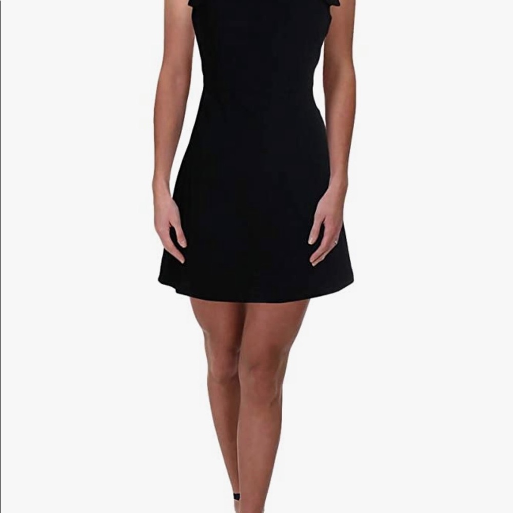 BCBGeneration Black Ruffle V-Back Mini Dress Size 2 NWT